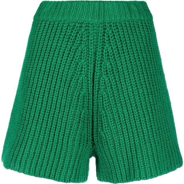Alanui - high-waisted knitted shorts - women - Cotton - S - Green