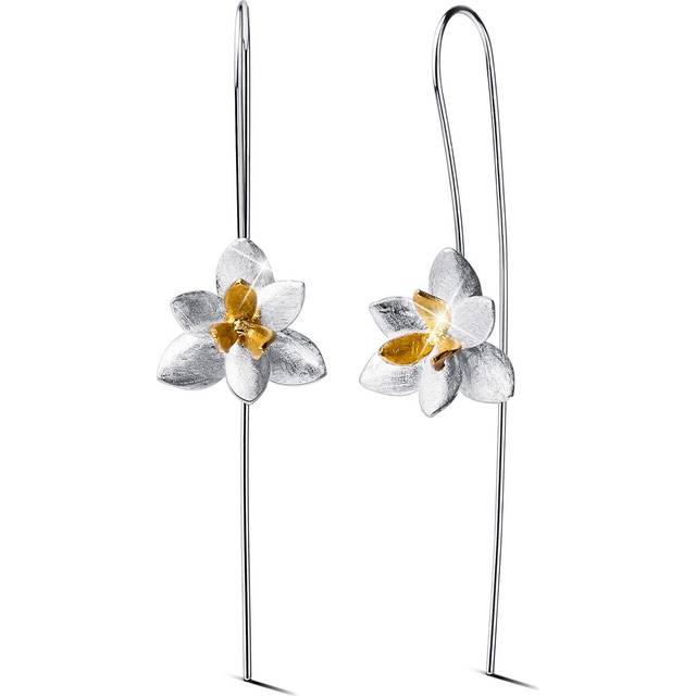 â¦Gift for Mother's Dayâ¦Lotus Fun S925 Sterling Silver Drop Earrings Elegant Orchid Flower Fashion Dangle Earring for Women and Girls Handmade