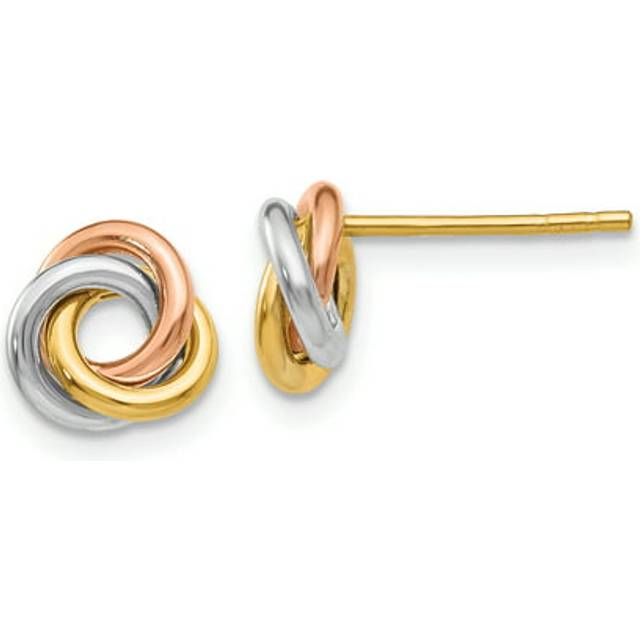 14K Tri-Color Twisted Knot Post Earrings