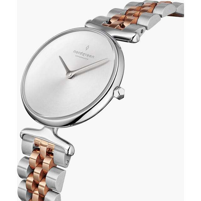 Nordgreen Beautiful Women's Danish Dress Watch - 28mm Silver Case - Brushed metal Dial - Silver/Gold Metal Strap
