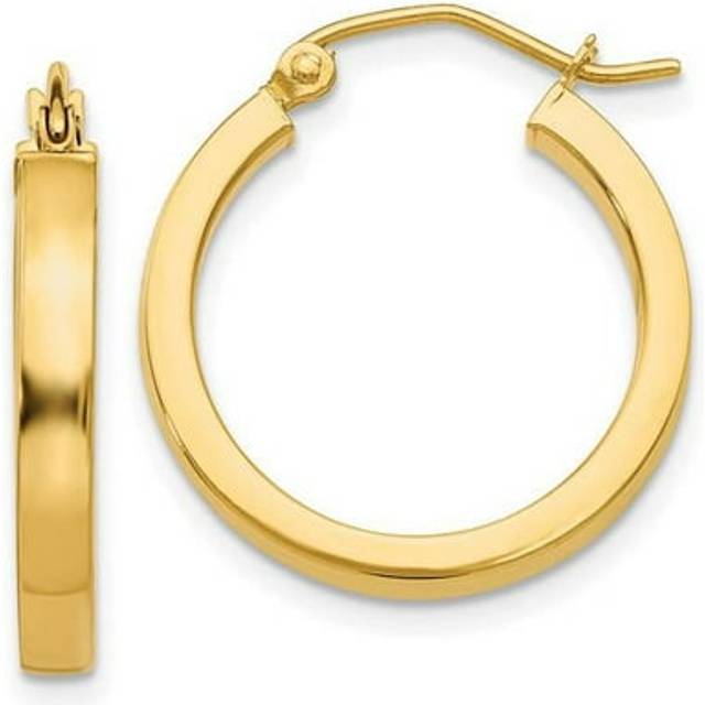 2 x 3 mm 14K Square Tube Hoops Earrings, Yellow