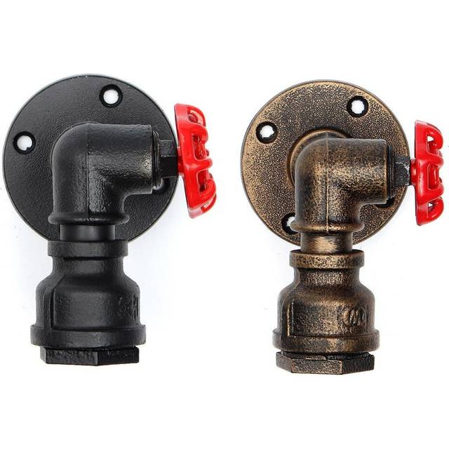 (Black) Vintage Industrial Retro Iron Water Pipe Shape Wall Lamp Sconce Light Fixture