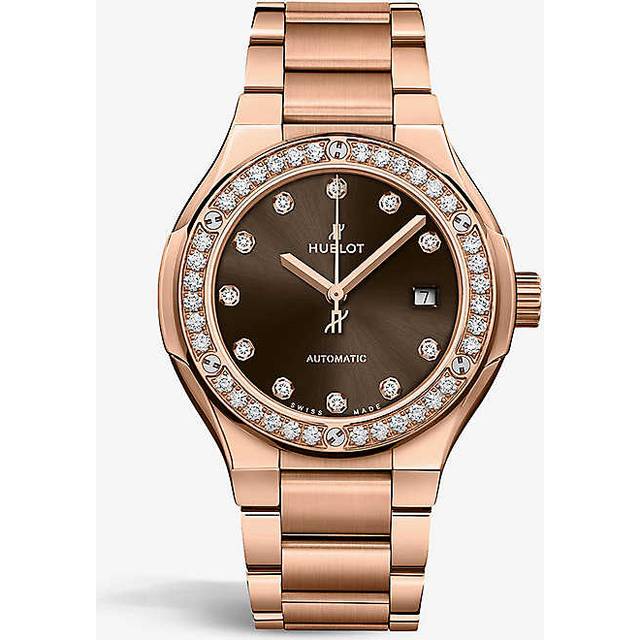 Hublot Womens Rose Gold 585.ox.898m.ox.1204 Classic Fusion 18ct Rose-gold and 0.75ct Brilliant-cut Diamond Automatic Watch 33mm - ROSE GOLD