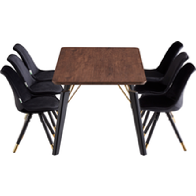 Sofia Cosmo LUX Dining Set with a Modern Table and Chairs Set of 6 - Black