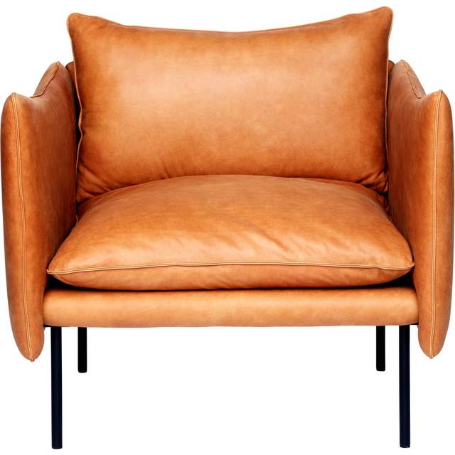 Fogia Tiki Fåtölj L W:86 Cm Svarta Ben / Skinn Vintage Cognac - Fåtöljer Läder Vintage Cognac - P-0000039330
