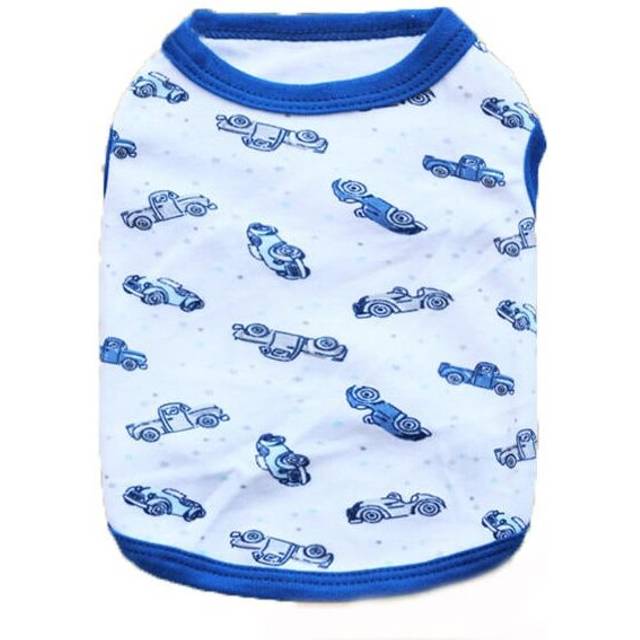 (Blue, S) Pet Dog Cotton Sport Spirit Clothes Cute Small Dog Clothes Teddy Pet T Shirt Vest