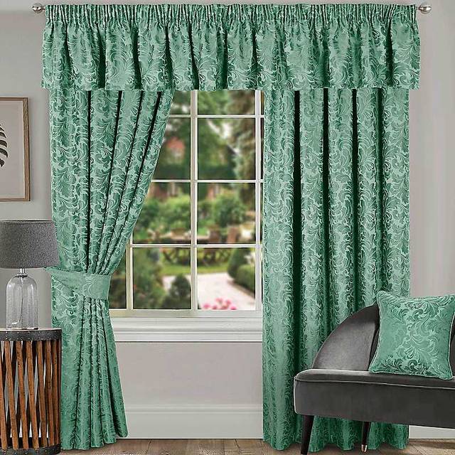 Home Curtains Buckingham Pair of Standard Lined Curtains - Green