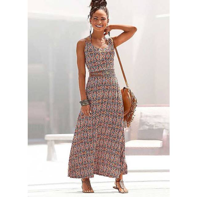 LASCANA Ethnic Print Maxi Summer Dress - Brown Print