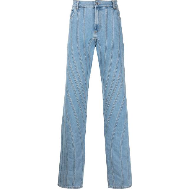 Mugler - Snow Spiral straight-leg jeans - women - Elastomultiester/Cotton - 36 - Blue