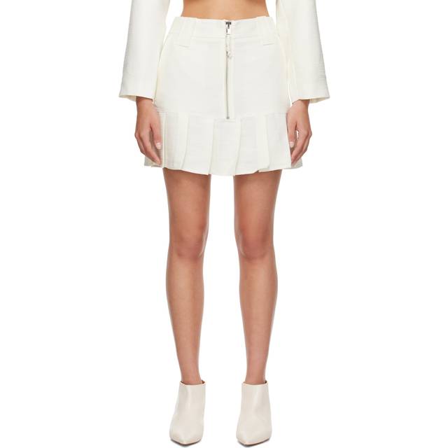 Ganni Slub Linen Mini Skirt Dam Korta Kjolar Stl. 38 - Från Magasin - Egret (38)
