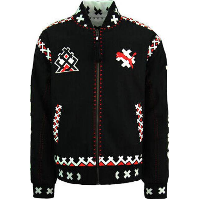 Puma x Jahnkoy Reversible Bomber Jacket Graphic Black Mens 596679 01 Cotton - Size X-Small
