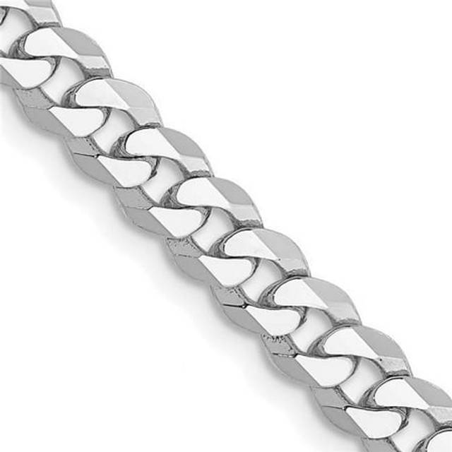 14k white gold 4.75mm solid flat beveled curb chain w/ lobster clasp 18" - 24"