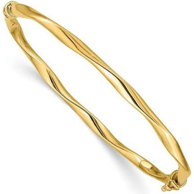 14K Yellow Gold Twisted Tube Hinged Bangle Bracelet