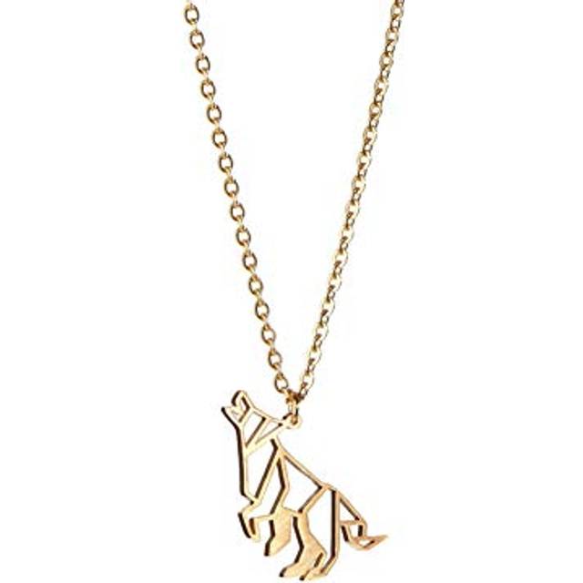 La Menagerie Wolf Gold Origami Jewellery & Gold Geometric Necklace â 18 Karat Plated Gold Necklace & Wolf Necklaces for Women â Wolf Necklace for