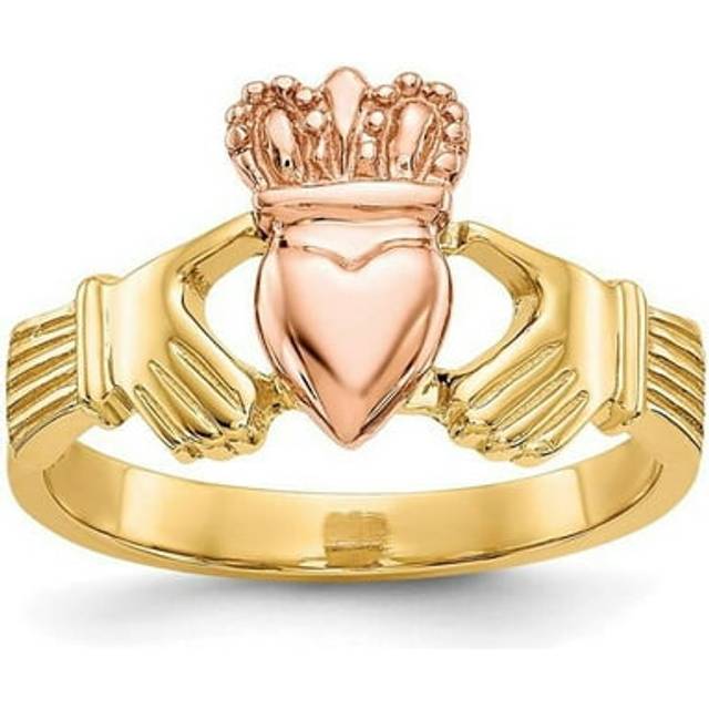 14K Two-Tone Polished Claddagh Ring - Size 6