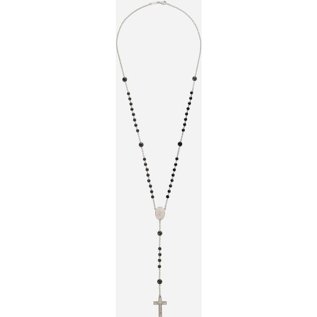 Dolce & Gabbana Sicily Rosary Necklace 18-carat White Gold And Black Jades - Man Necklaces Gold/black Onesize