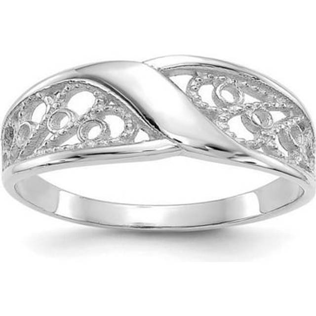 14K White Gold Filigree Ring - Size 6