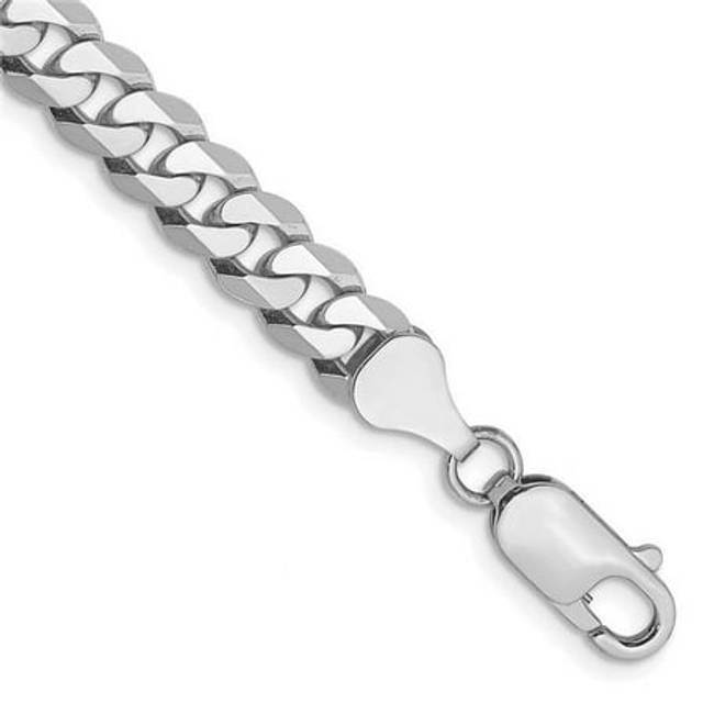 Quality Gold WFBU160-8 14K White Gold 6.25 mm Flat Beveled Curb Chain 8 in. Bracelet