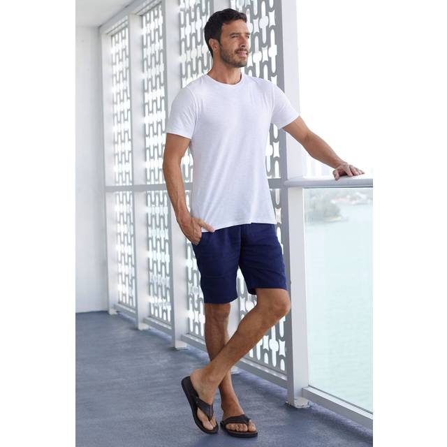 Men?s Premium Linen Shorts | Navy - Yellow
