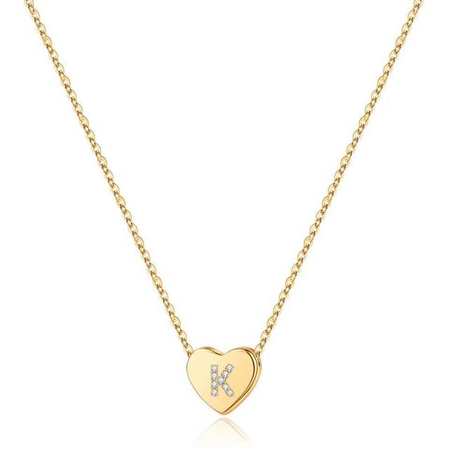 M MOOHAM Initial Necklace for Women  Dainty 14K Gold Plated Letter J Initial Heart Necklace for Women