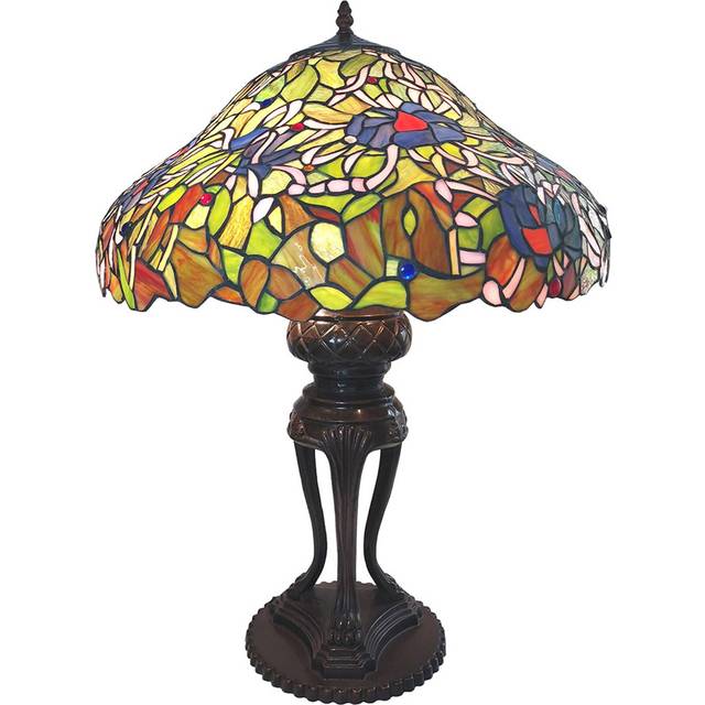 Clayre&Eef Tiffany bordslampa 5LL-6055, Brun / rost, Vardagsrum / matsal, Syntetmaterial, Tiffany, Bordslampa