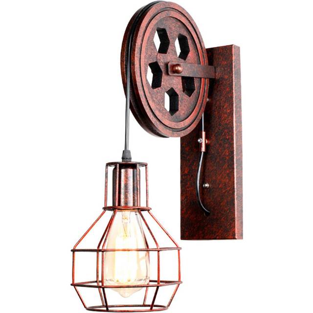 2 Pack Pulley Wall Light Creative Wall Lamp Retro Industrial Vintage Wall Lamp Antique Wall Sconce E27 Bulb