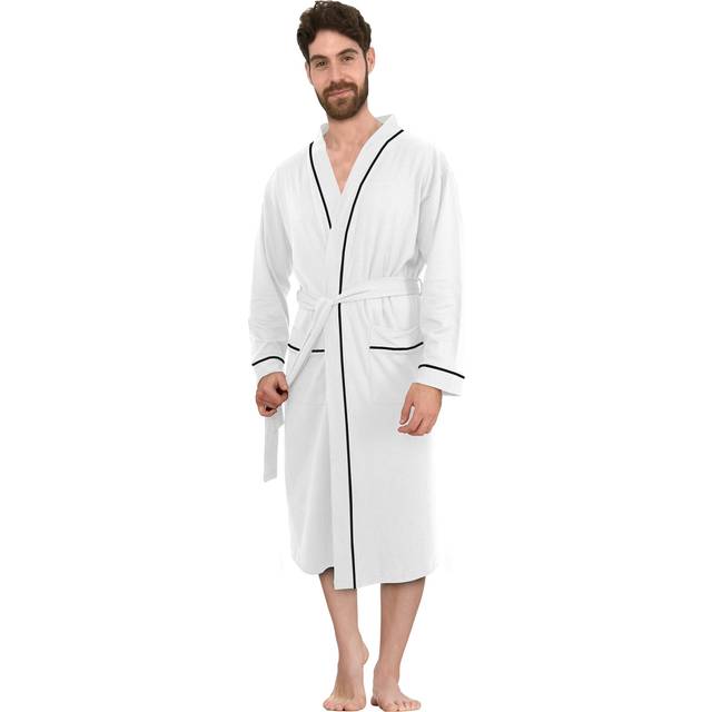 NY Threads Men's Robe Cotton Blend Knit Bathrobe  X-Large  White