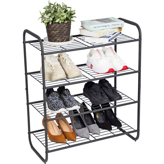 MAX Houser 4-Tier Metal Shoe Rack  Free Standing Shoe Storage Organizer  Wire Grid Shoe Tower for Closet Bedroom  Entryway  Gunmetal