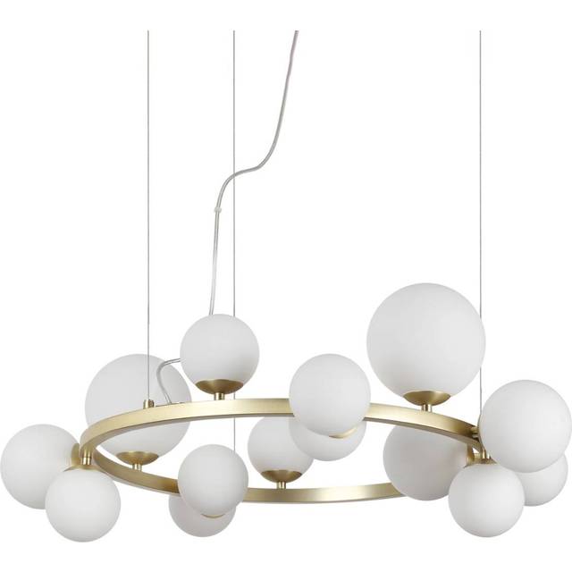 Ideal Lux Perlage 14 Light Round Globe Pendant Ceiling Light Brass