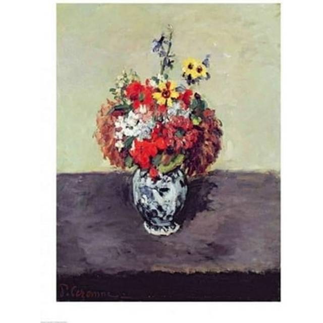Flowers in A Delft Vase Poster Print by Paul Cezanne - 24 x 36 in. - Large