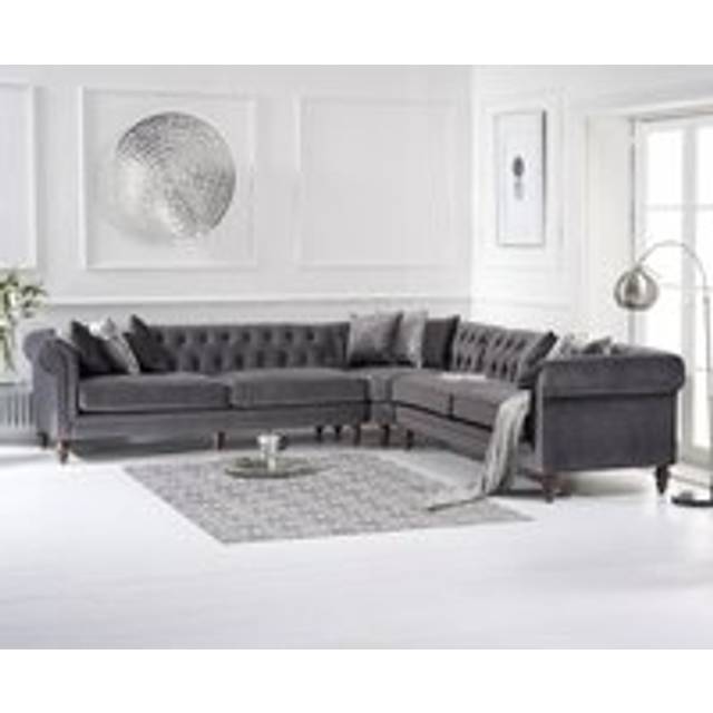 Bromley Large Grey Velvet Corner Sofa - Dark Grey