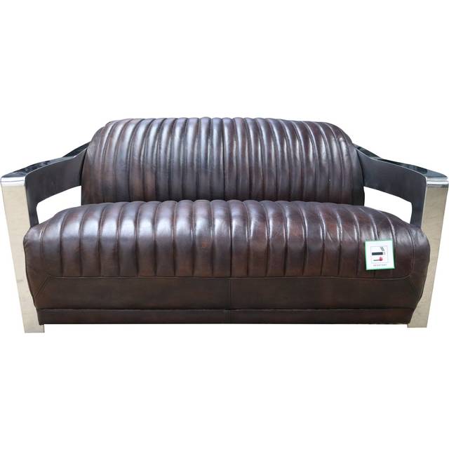 Aviator Original Vintage Retro 3 Seater Sofa Distressed Tobacco Brown Real Leather