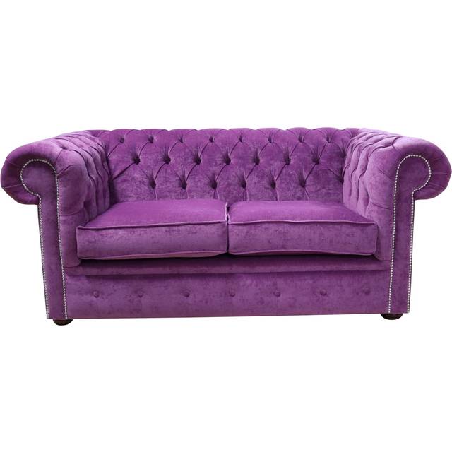 Chesterfield Custom Made 2 Seater Settee Sofa Pimlico Grape Real Fabric - Purple