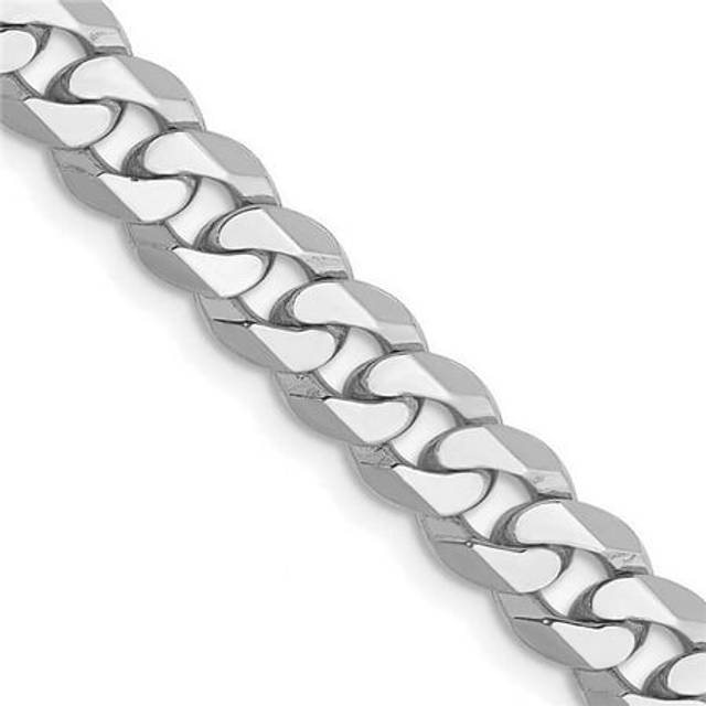 14k white gold 6.25mm solid flat beveled curb chain w/ lobster clasp 18" - 24"