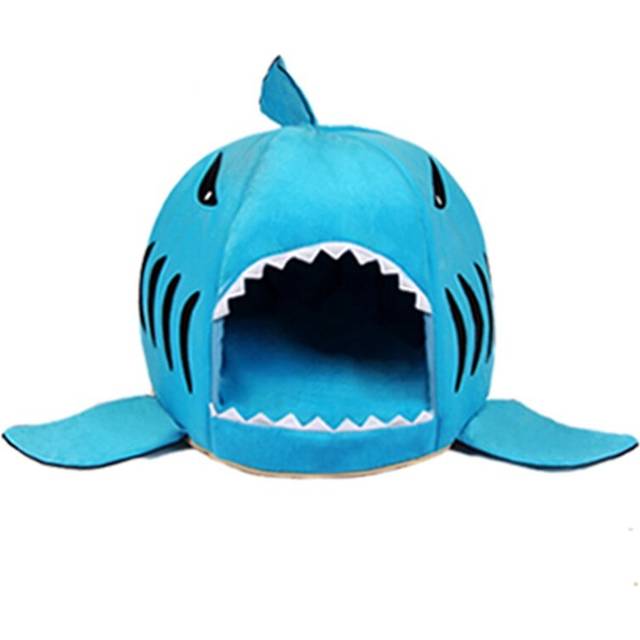 (Blue) Shark Pet House Bed For Dogs Cats Small Animals Products