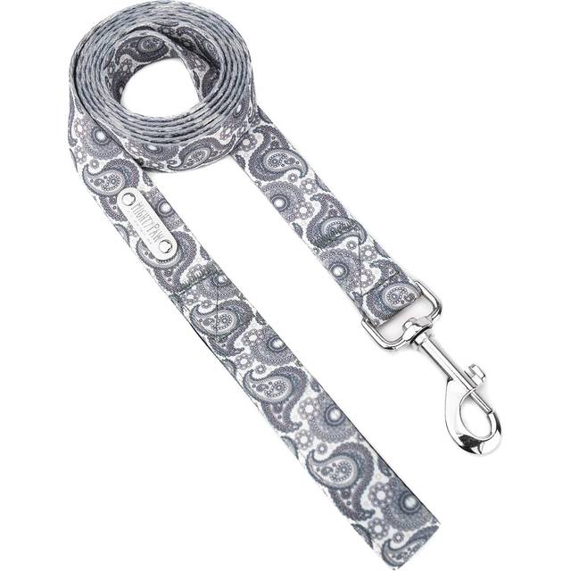 Mighty Paw Grey Paisley Designer Dog Leash - Soft Premium Polyester With Neoprene Padded Handle For Ultimate Comfort - All Metal Hardware For Most Pla