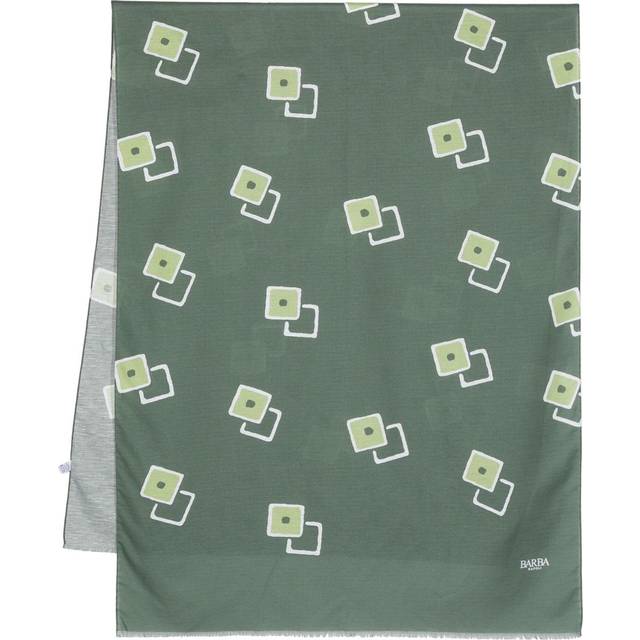 Barba - graphic-print frayed scarf - men - Linen/Flax/Cotton - One Size - Green