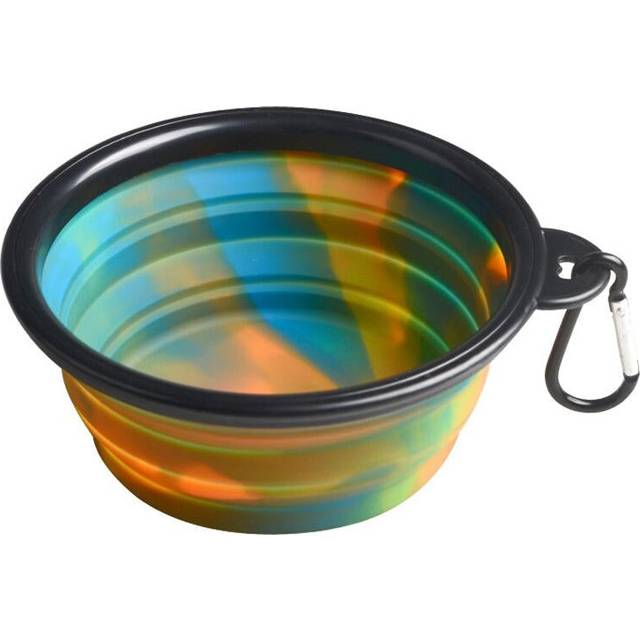(Black) Folding Silicone Pet Bowl Portable Dog Food Drinking Water Feeding Supplies Outdoor Bowl