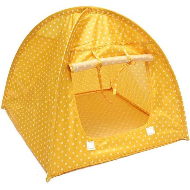 (Yellow) Foldable Pet Cat Tent Playing Bed House Kitty Camp Waterproof Outdoor Dog Kennel