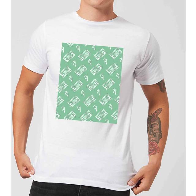 VHS Tape Pattern Green Men's T-Shirt - White - M - White