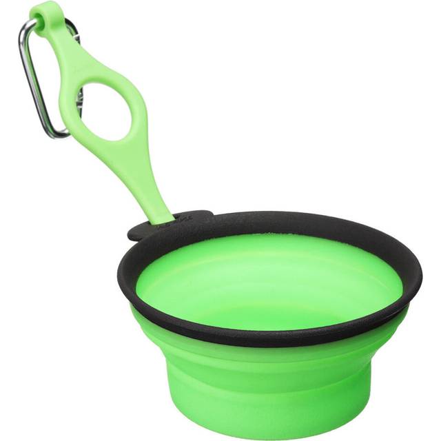 (Green dot, M) Pet Silica Gel Bowl Dog cat Collapsible Silicone Dow Bowl Candy Color Outdoor Travel Portable Puppy Food Container Feeder Dish
