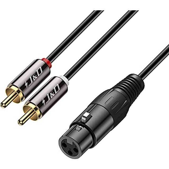 J&D XLR till 2 RCA Y splitter patchkabel, PVC-skalad obalanserad dubbel RCA-hane till XLR hona stereoljud sammankoppling kabeladapter för högtalare kondensor mikrofon mixer AMP, 6 fot