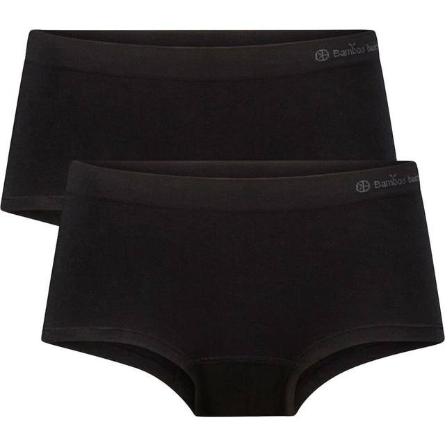 2 stk bambus sømløse hipster trusser sort til dame fra Bamboo Basic, XXL