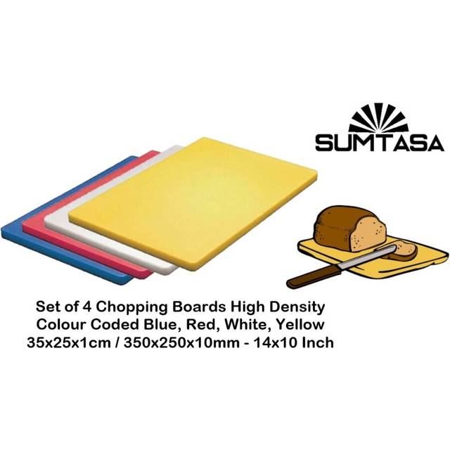 Set O 4 High Density Strong Colour Coded Chopping Boards Cutting Board