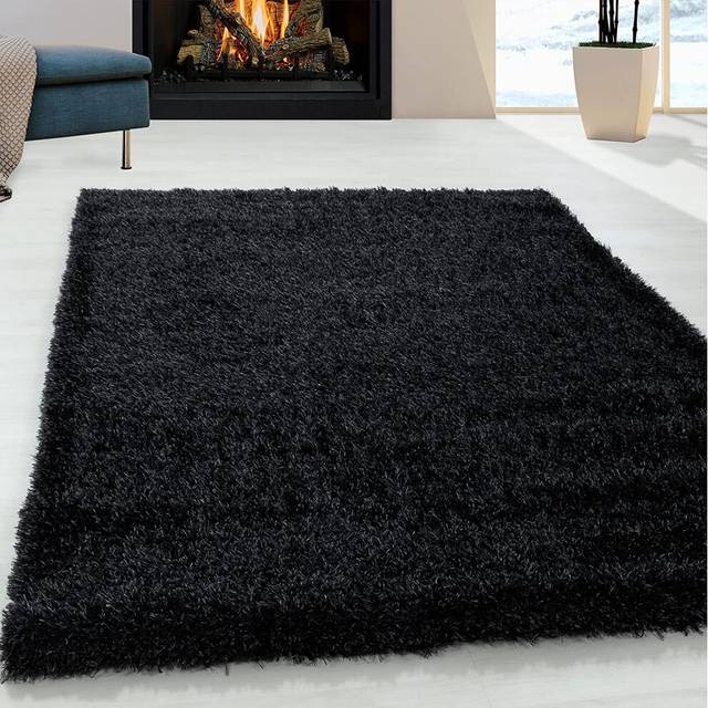 (Black, 80 x 150 cm) Abaseen Cosy Shaggy Rug Modern Rugs Soft Touch 5cm Heavy Thick Pile Area Rugs
