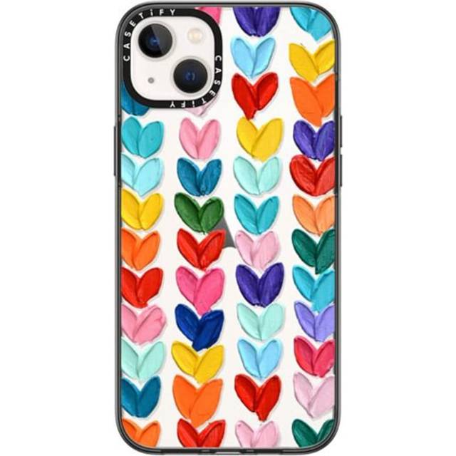 CASETiFY Compact iPhone 14 Plus Case [2X Military Grade Drop Tested / 4ft Drop Protection] - Polka Daub Hearts - Clear Black