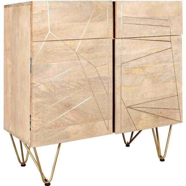 Light Gold Mango Wood 2 Door Medium Sideboard - Light Wood - Brown