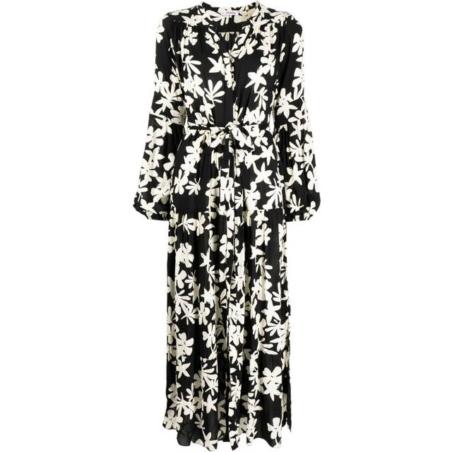 lemlem - floral-print peasant dress - women - Viscose - S - Black