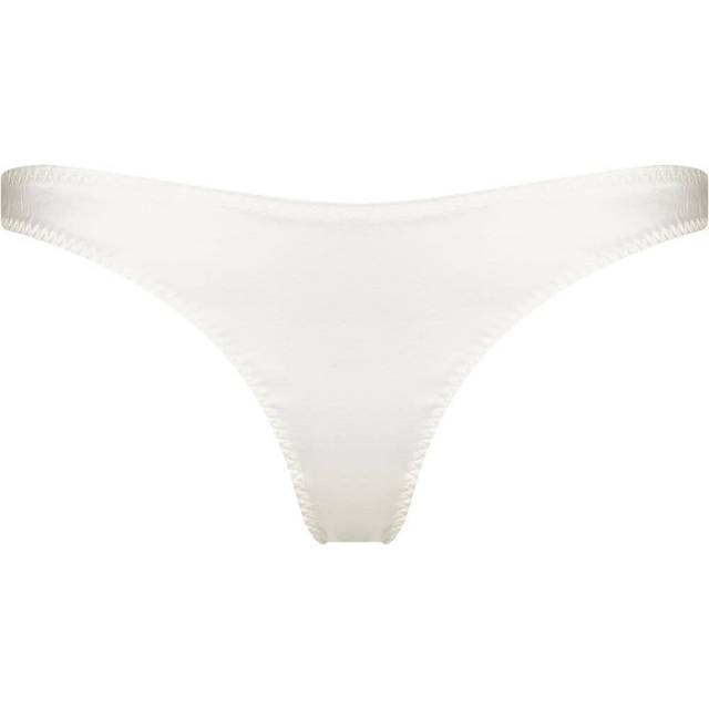 Fleur Du Mal - Luxe satin thong brief - women - Silk/Cotton/Spandex/Elastane - 5 - White