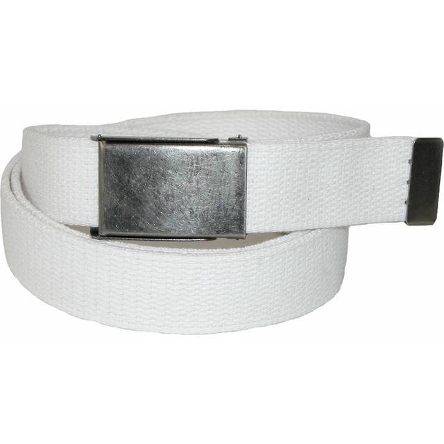 CTM Men&#39;s Big & Tall Fabric Belt with Nickel Flip Top Buckle - White (one size)